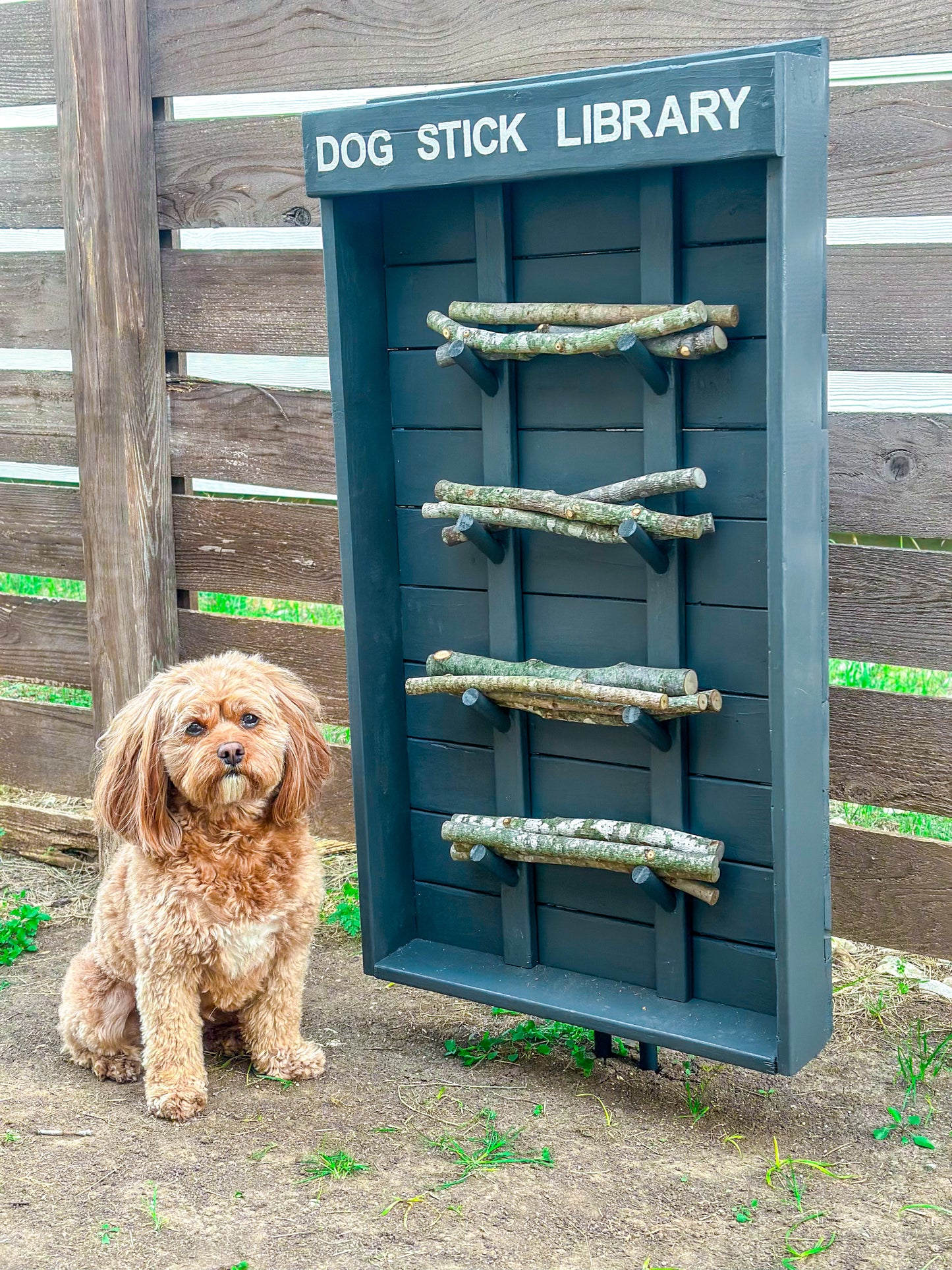Grey Dog Stick Library mounted outdoors full product view